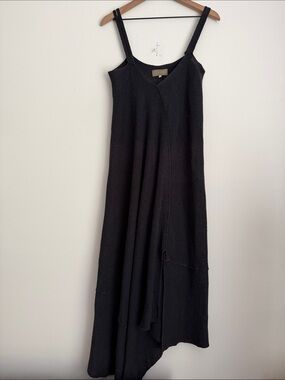 Zuza Bart M Black Midi knit Dress asymmetrical Art To Wear Lagenlook Boho